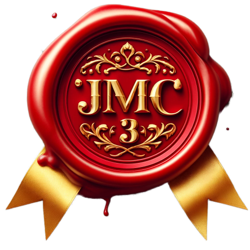 "Sello lacrado con las iniciales JMC3, representando la firma del artista Jesús María Casado Casado."